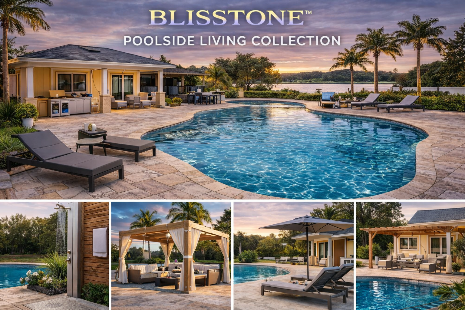 Cascade Luxe Poolscape
Blissstone Outdoor™ Resort-Style Fire Pit Conversation Set with Waterfall Poolside Design
Or Blissstone Luxe Outdoor™ 5-Piece Deep Seating Fire Pit Set with Spa-Inspired Layout